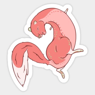 Whimsical Strawberry Weasel Illustration Sticker